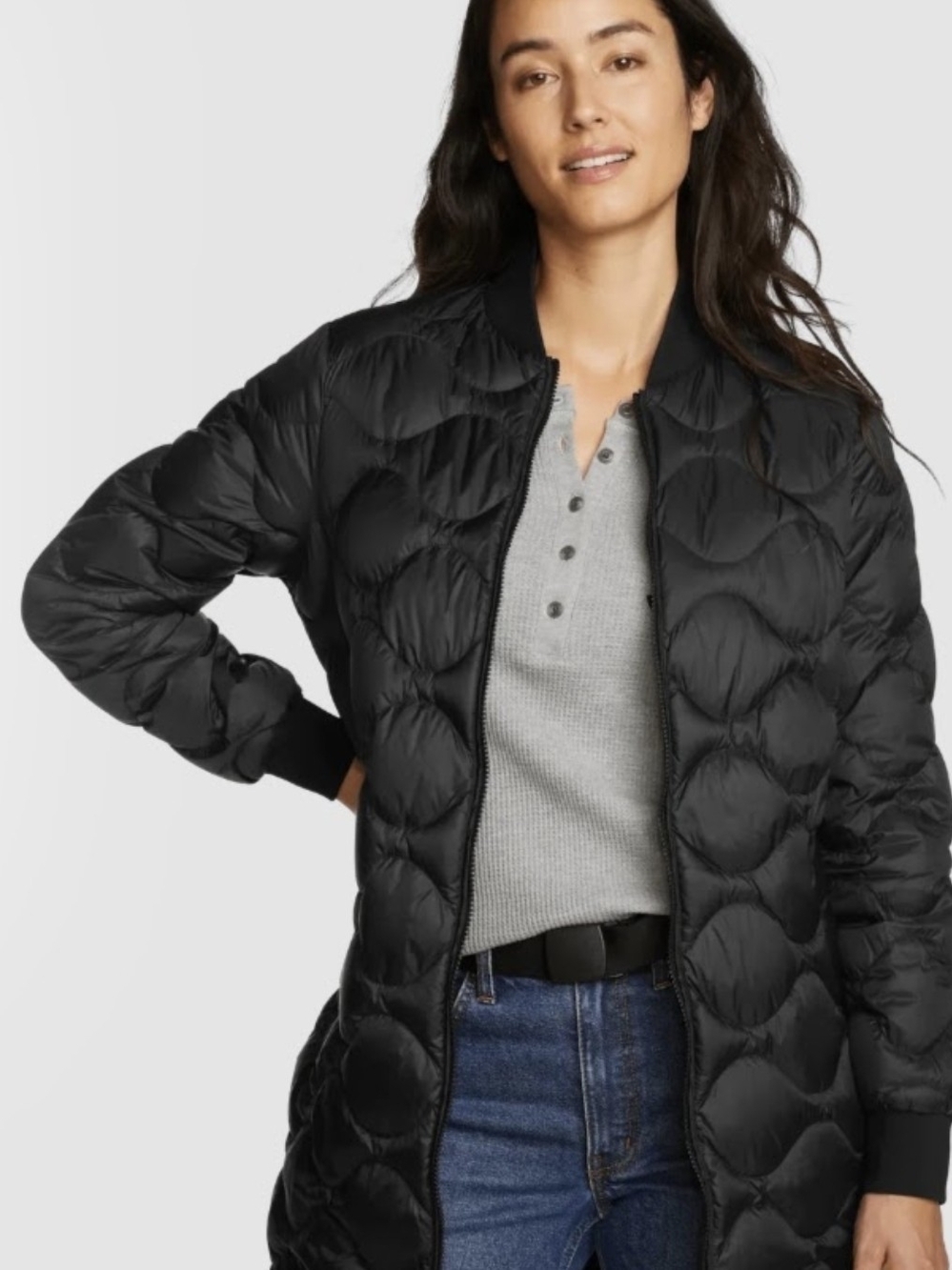 Eddie Bauer Women's Long Coat Size tall Large- Silver Grey Color